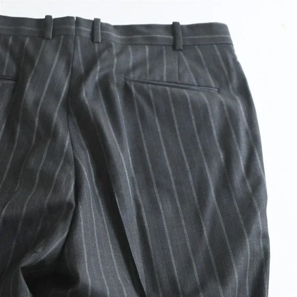 Tom James Royal Class 40S 33x30 Gray Striped Wool Mens Jacket Pants Suit